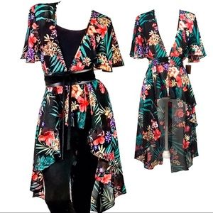 Hi - Low Sheer Floral Duster